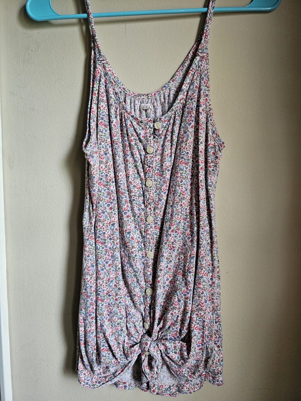 Floral Button-Front Spaghetti Strap Tank Top